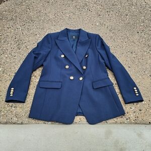 Banana Republic Blue and Gold Blazer Tailored Suit Jacket Size 10